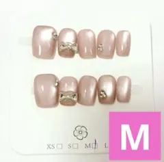 【M】ネイルチップ 韓国 ワンホン ちゅるん 量産 マグネット リボン 水光