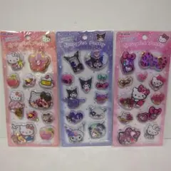 スパンコールパーティー シール シャカシャカ サンリオ キティ クロミ 3枚