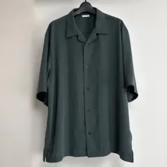 GU ジーユー オープンカラーシャツ XL ダークグリーン