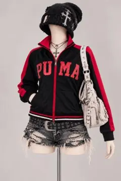 00s Y2K PUMA ドット柄ロゴ　トラックジャケット　スポーツmix 海外