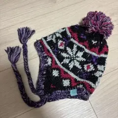 IGNIO ノルディック柄 帽子 ポンポン付き　レディース