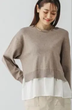 試着のみ！グローバルワーク　メルティニットプルオーバーMモカ