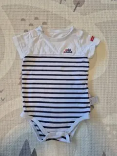 ミキハウス ストライプロンパース 80