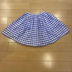 美品　グローバルワーク　パープル ギンガムチェック ギャザーキュロットスカートのサムネイル