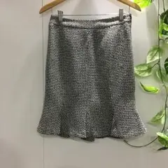 【MK KLEIN＋】ひざ丈 ツイード スカート 白×黒 フレア 上品 40のサムネイル