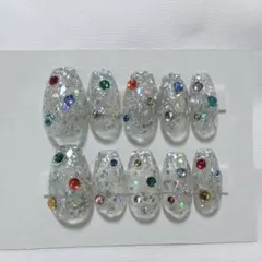 ネイルチップ　カラフル　ギャル　ゴテゴテ