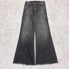 【美品】mother THE ROLLER FRAYフレアワイドパンツ黒　27