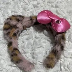 キティ ヒョウ柄 ピンクリボン カチューシャ ユニバ