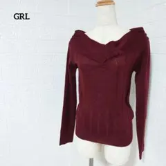 I1-4329【グレイル】オフショルダー ニット　リブ編　薄手　フェミニン　M