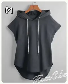 ノースリーブパーカー ブラックM