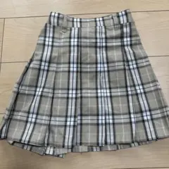 GLOBAL WORK ベージュ系チェック プリーツスカート