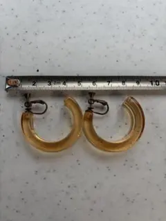 クリアフープ イヤリング オレンジブラウン