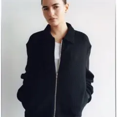 PURLAM links knit zip jacket navy Lサイズ