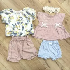 petit main 他 女の子 夏服 4点セット 80 90 花柄 リボン