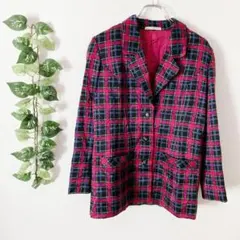 テーラードジャケット タータンチェック マルチカラー レトロ ヴィンテージ 古着