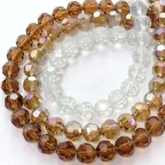 bn416/ガラスビーズ◇多面カット　カラーmix 3連