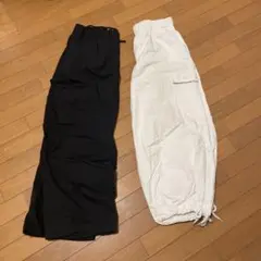 カーゴパンツ ブラック ホワイト 2点セット