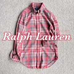 美品　ポロラルフローレン　リネン　ピンクストライプ　ポニー刺繍　国内正規品　ML 極美品☆RALPH LAUREN｜ピンクストライプ ポニー刺繍 リネンシャツ M