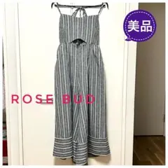 ★美品★ROSE BUDローズバッド グレーストライプサロペットFREEサイズ