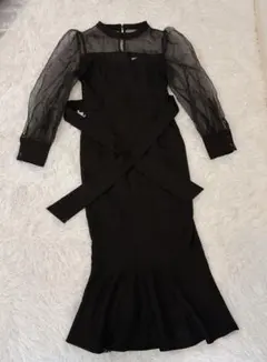 【美品】DHOLIC黒　ワンピース　オケージョン　シースルー　ブラック　ロングs