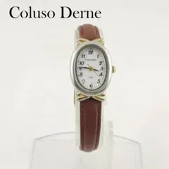 Coluso Derne レディース腕時計 オーバル型 稼働品 ブラウン革ベルト
