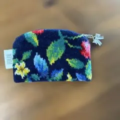 フェイラー花柄ネイビー ポーチ ファスナー付き