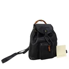 本物 良品 ■グッチ■ バンブー ミニ リュック ブラック レザー バックパックのサムネイル