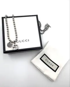 グッチ　ボールチェーンネックレス　インターロッキングGネックレスsv925箱付き