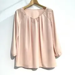 クードシャンス＊ピンク　部分レース　プルオーバーブラウス　38