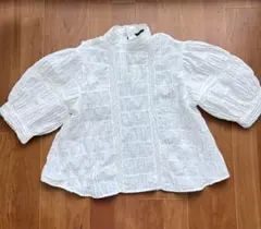2026年今季物ZARA ホワイトパフスリーブレースシャツ 五分袖