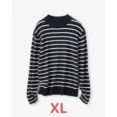 DoCLASSE総針ニット・ハイネックプルオーバー ネイビー XL