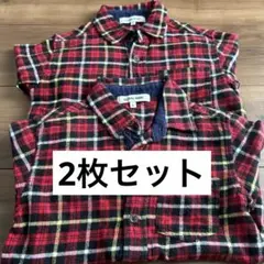 兄弟コーデ　110 120 赤　チェックシャツ　2枚セット