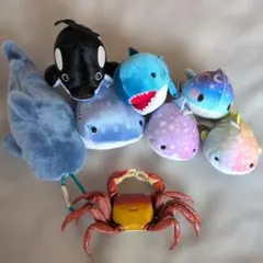 【動くギミック付き】海の生き物 ぬいぐるみ8点セット