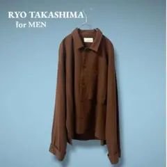 RYO TAKASHIMA オープンカラーシャツ ウール カフス袖 ブラウン L