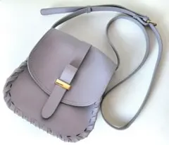 ショルダーバッグ 編み込みデザイン ブルーグレー