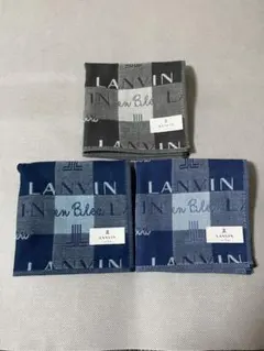 【新品未使用】 ランバンオンブルー ロゴ総柄 タオルハンカチ 3枚セット