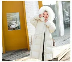 ダウンコート ロング ダウンジャケット 柔らかい 帽子付き フード 中綿コート