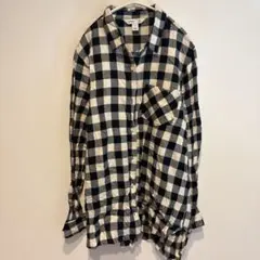 オールドネイビー チェック チュニック 襟付き長袖 XL 白黒 綿 お出かけのサムネイル