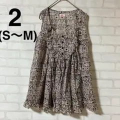 Né-net ノースリーブ　柄ワンピース チュニック　個性派　サイズ2