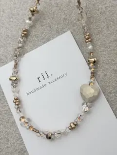 975 ビーズネックレス　ハートモチーフネックレス　ファルファーレ　淡水パール