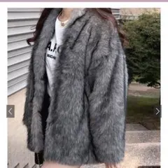 GRL ミックスファーコート グレー