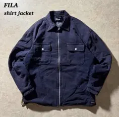 FILA 80s 셔츠 재킷 M 네이비 페이드 안솜 워크 CBOY 퀼팅