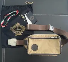 オロビアンコ ボディバッグ ナイロン/本革レザー ベージュ/ブラウン バックル式