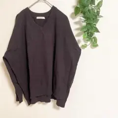 ショコラフィネローブ 無地 ニット 薄手 Vネック フリー 秋 秋服 冬 冬服