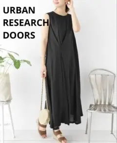 URBAN RESEARCH DOORSリネンノースリーブタックロングワンピース