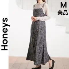 【Honeys】CORZA M キャミワンピ ロングワンピース 小花柄 黒