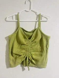 GU ライムグリーン フロントギャザー ビスチェ