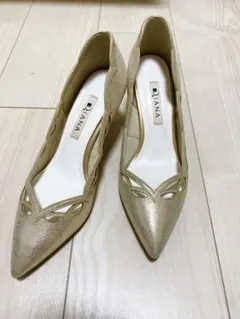 DIANA パーティ結婚式　パンプス　ゴールド22.5cm