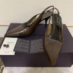 プラダPRADAパンプス36 バックストラップ付き