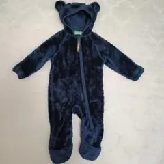 [送料込]LL.Bean ネイビー フリースロンパース クマ耳 6M〜12M